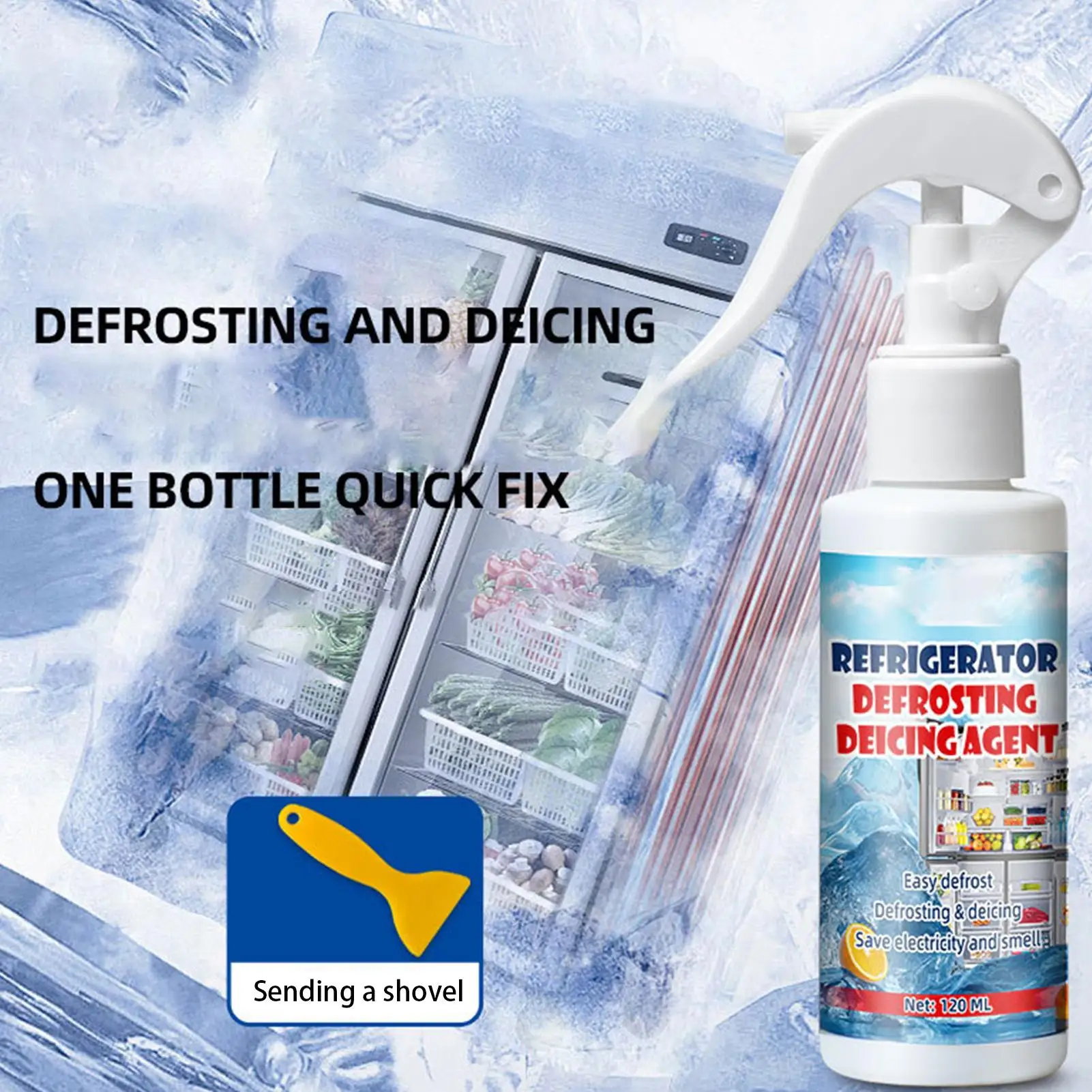 Refrigerator Ice Defrosting Spray 120ml Fridge Freezer Frost Remover High-Efficiency De-icing Agent for Windshield Window