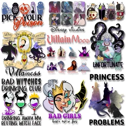 Villains Wine Glass Anti Princess Iron On Transfer Patches for Clothing DIY T-shirt Fusible Patch Stickers on Fabric