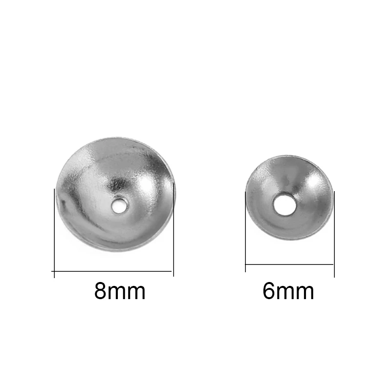 30pcs Never Fade 6mm 8mm Stainless Steel Spacer Beads Caps PVD End Beads Covers for Earring Necklace Findings Jewelry Making