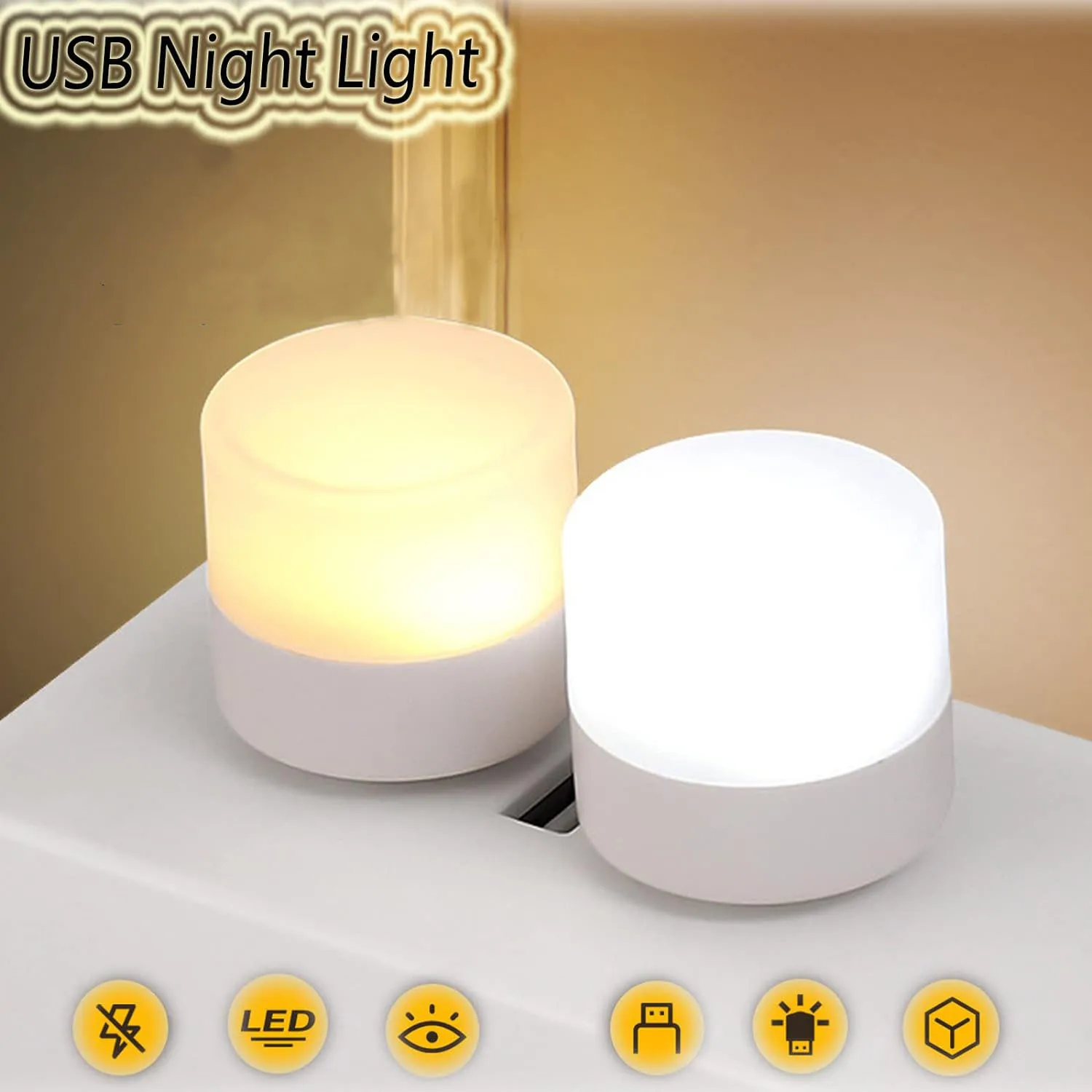 

1/10/20Pcs Usb Night Light Kids Warm White Eye Protection Reading Light USB Plug Computer Mobile Power Usb Sensor Night Light