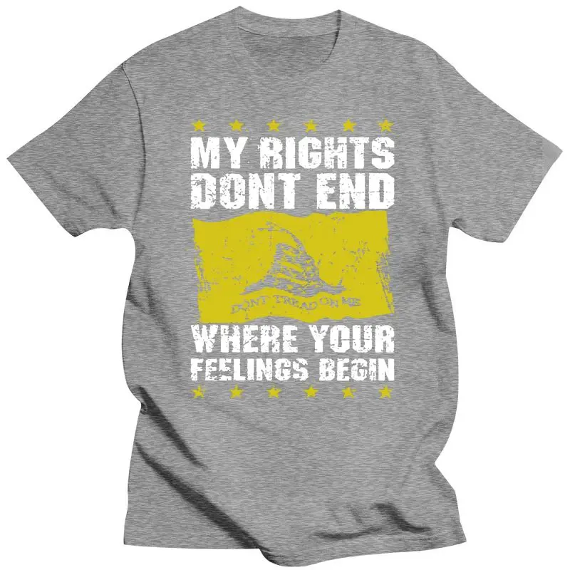 2022 My Rights Dont End - Dont Tread On Me T Shirt 100% Cotton Print Mens Summer O-Neck