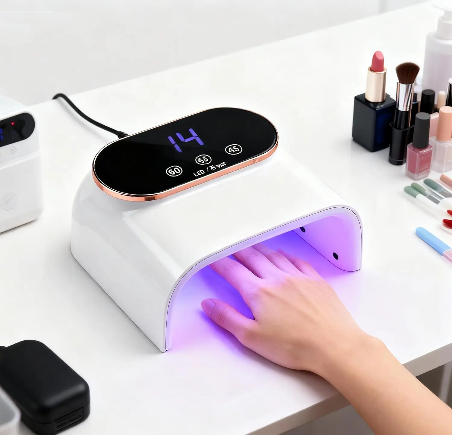 مصباح أظافر LED بالأشعة فوق البنفسجية 76 وات مع 38 مصباح LED، مستشعر ذكي، مؤقت LCD لعلاج طلاء الجل #3