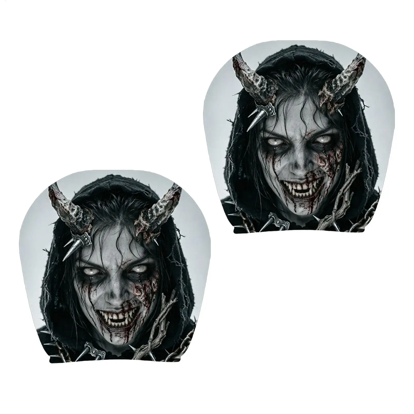 Ghost Headrest Covers For Car Breathable Halloween Spooky 2 Pieces Funny Car Headrest Covers For SUV RV Truck Sedan Long Drives
