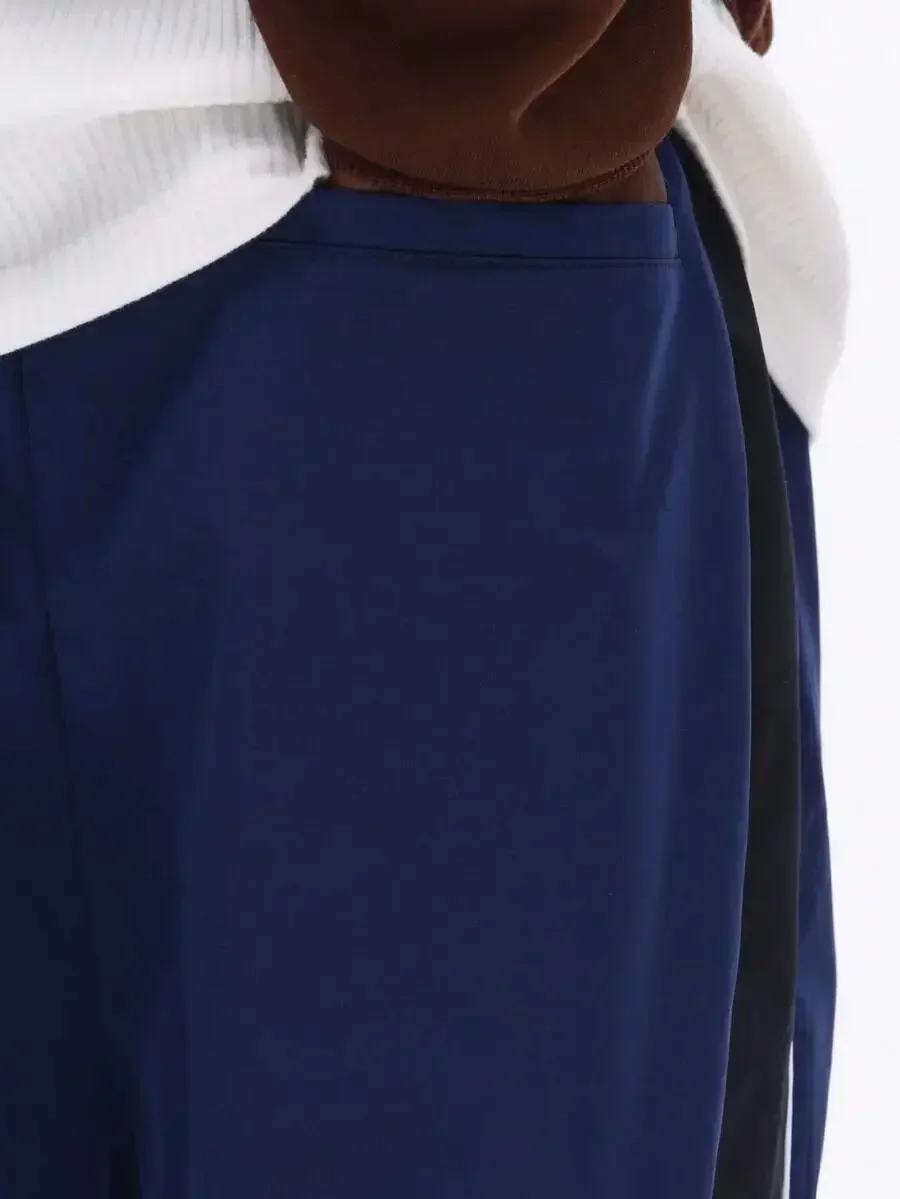 

Casual Wide Leg Nylon Track Pants With Side Contrast Stripe For Streetwear And Athleisure