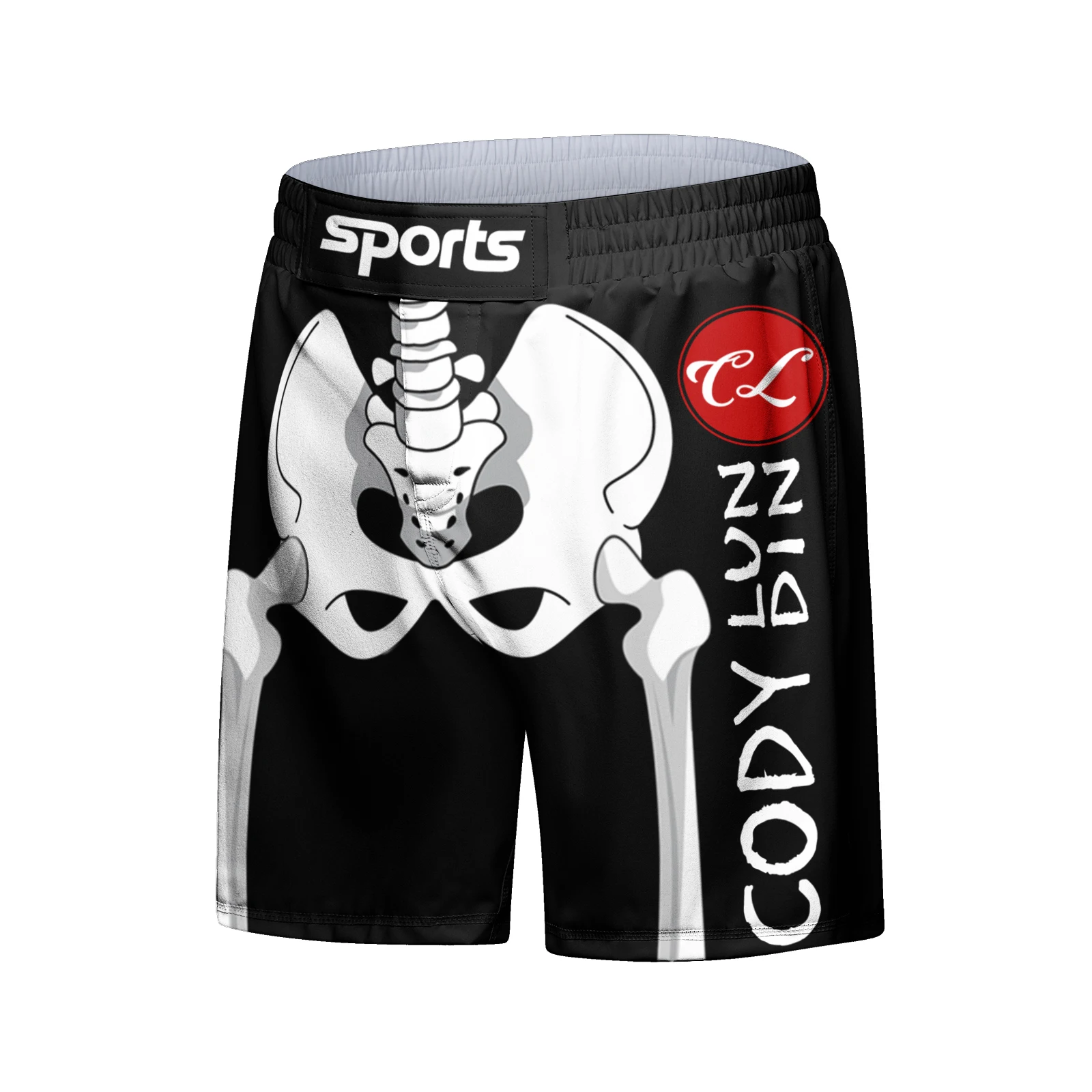 Cody Lundin Men’s MMA Fight Shorts BJJ No Gi Grappling Jiu Jitsu Shorts Skeletal Pattern Cool Men Kickboxing Sports Pants