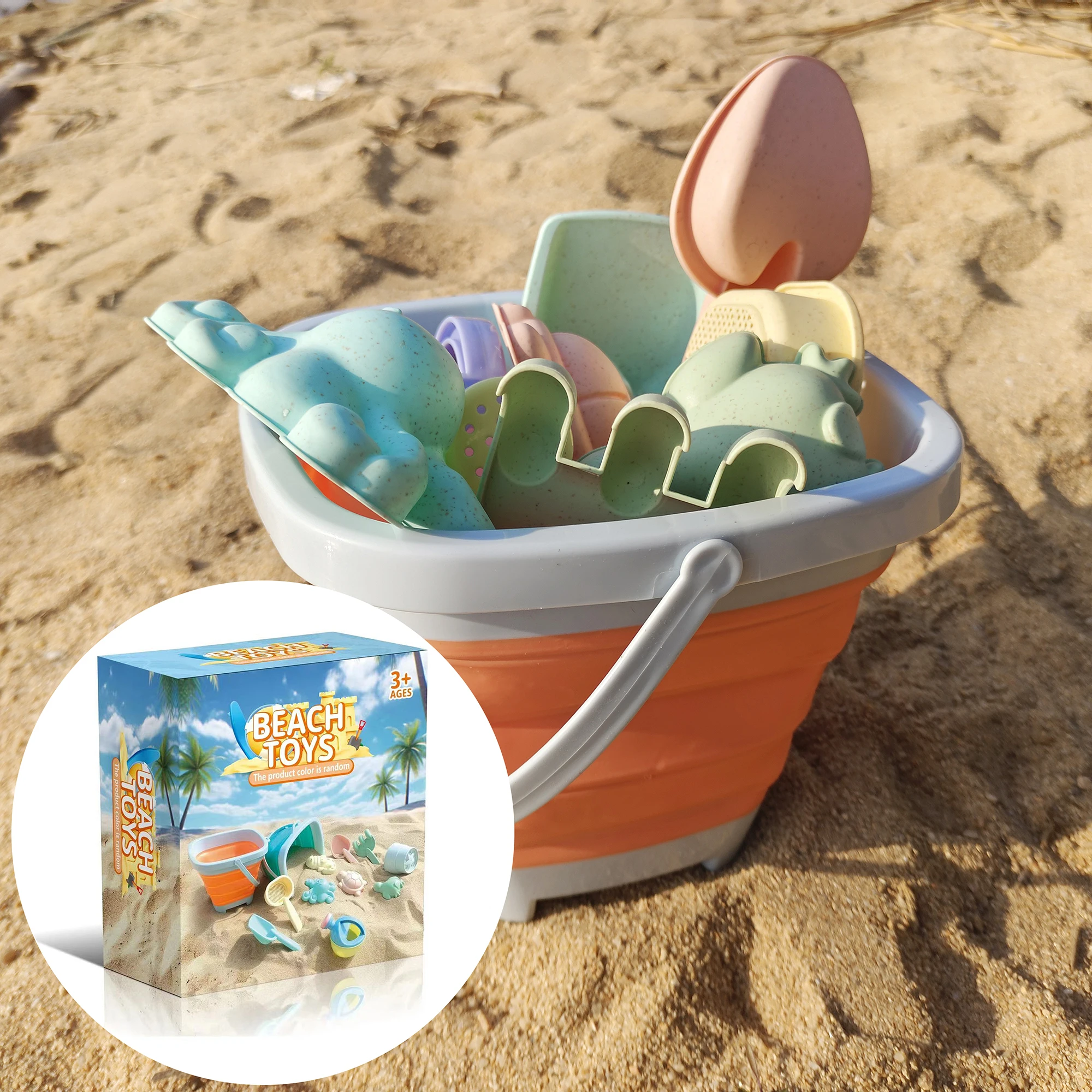 Juguetes de playa para niños, modelo de pulpo de tortuga de simulación, Kit de herramientas de pala de playa, cubo de arena plegable, juguete para exteriores de verano para niños