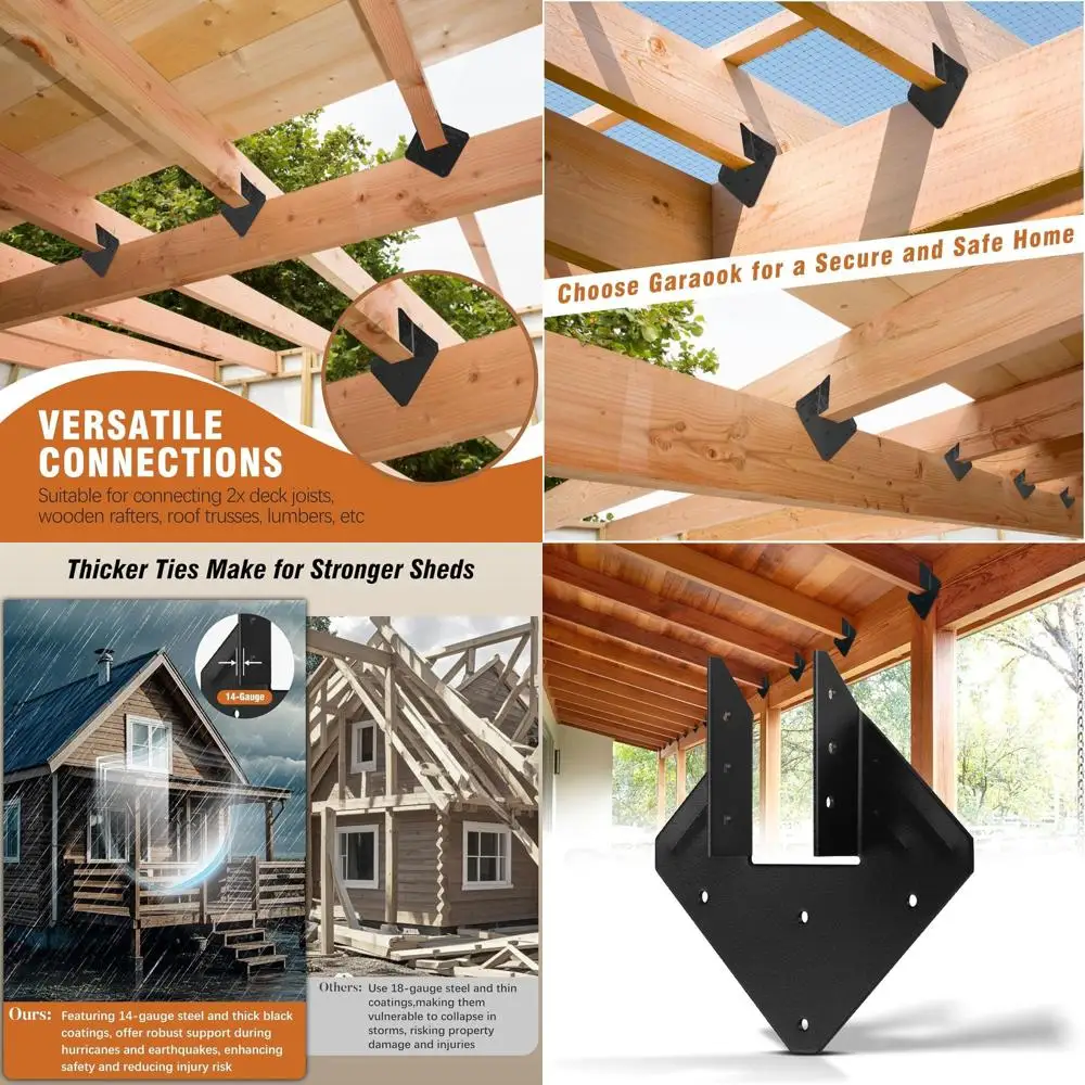 

40-Pack 14-Gauge 2mm Galvanized Hurricane Ties for Rafters and Joists, Black Powder Coated