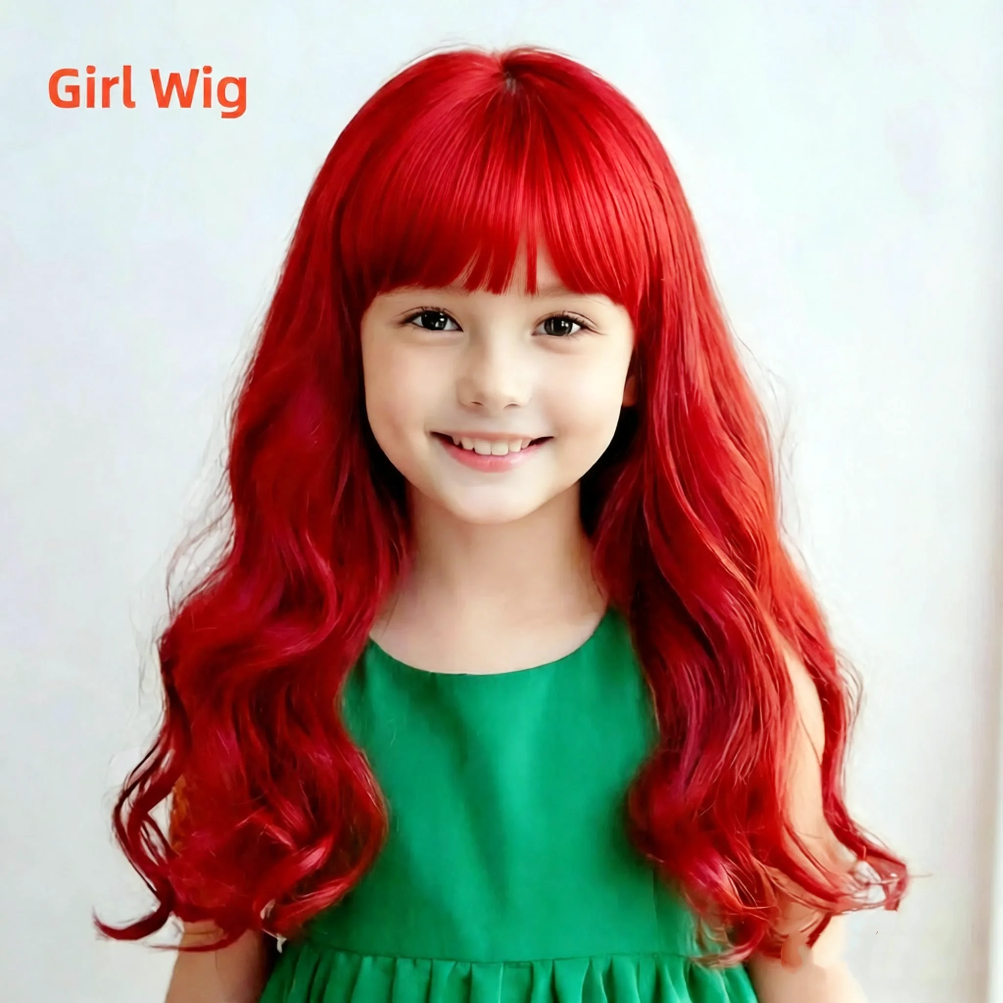 

Длинный вьющийся парик для девочек, красные волосы, головной убор, детская украшение для головы, аксессуар для детей, реквизит для выступлений, для фотосессий