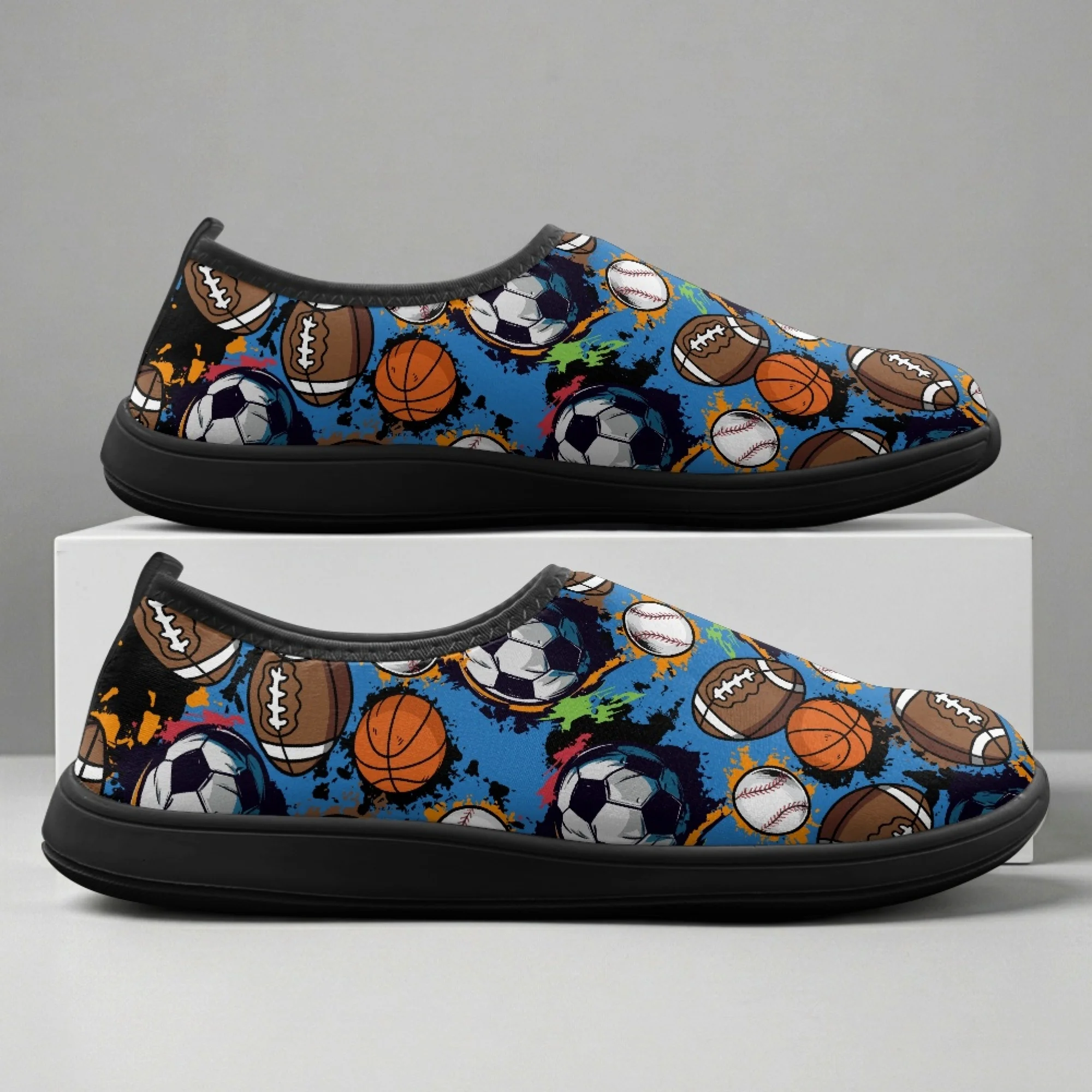 

XIXIRIMIDO Slip-on Wide-toed Shoes Soccer Print Men's Breathable Mesh Shoes Womens Fashion Summer Sneakers Walking Shoes 36-46