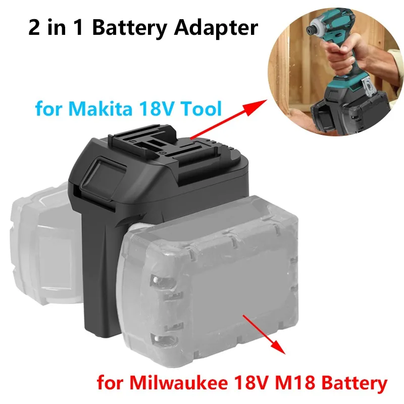 for Milwaukee 18V Battery Convert to for Makita 18V Cordless Power Tool 2 in 1 Battery Adapter Convert Longer Working