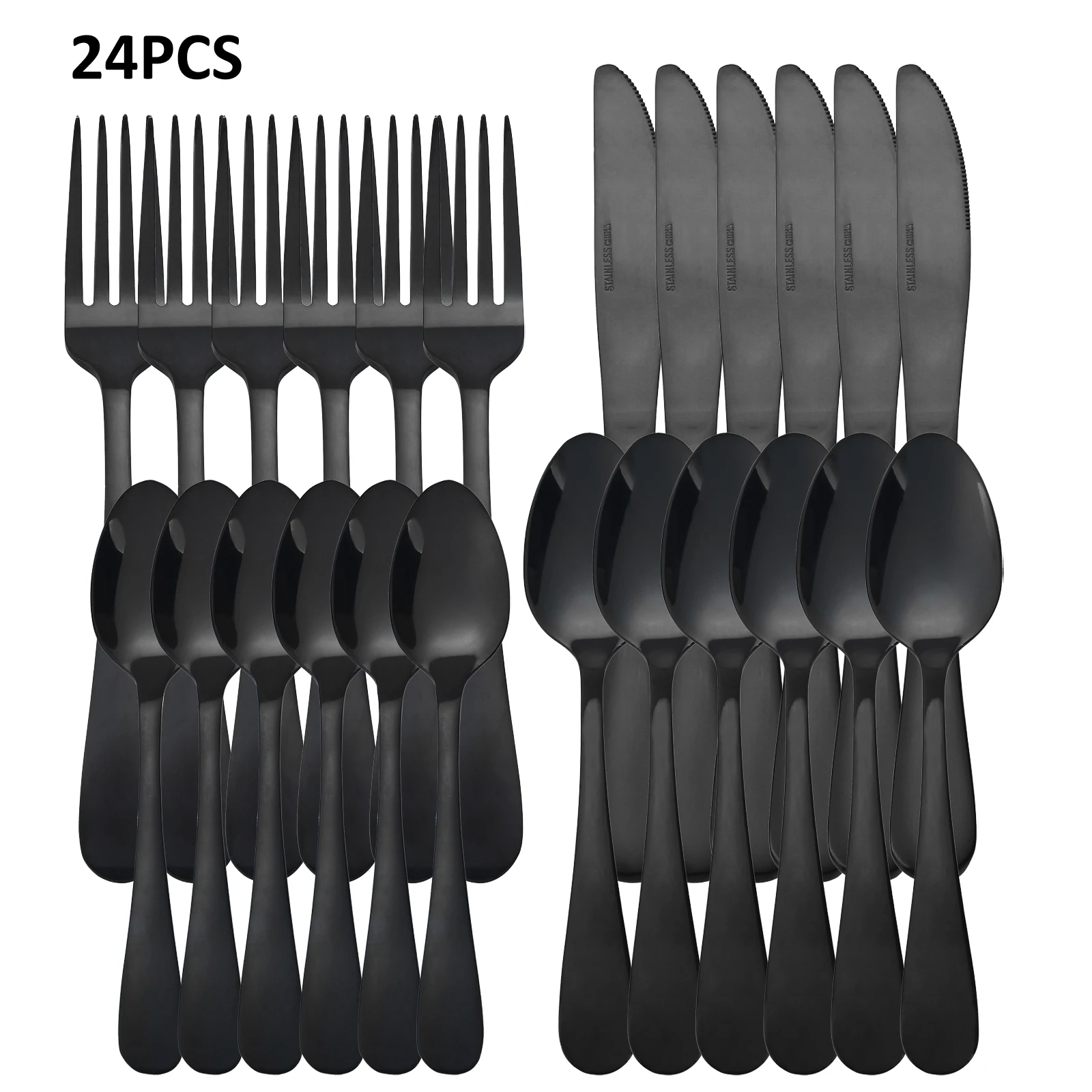 24PCS Stainless Steel Flatware Set for 6 People - Silverware set, Tableware Set Includes Knife Fork Spoon