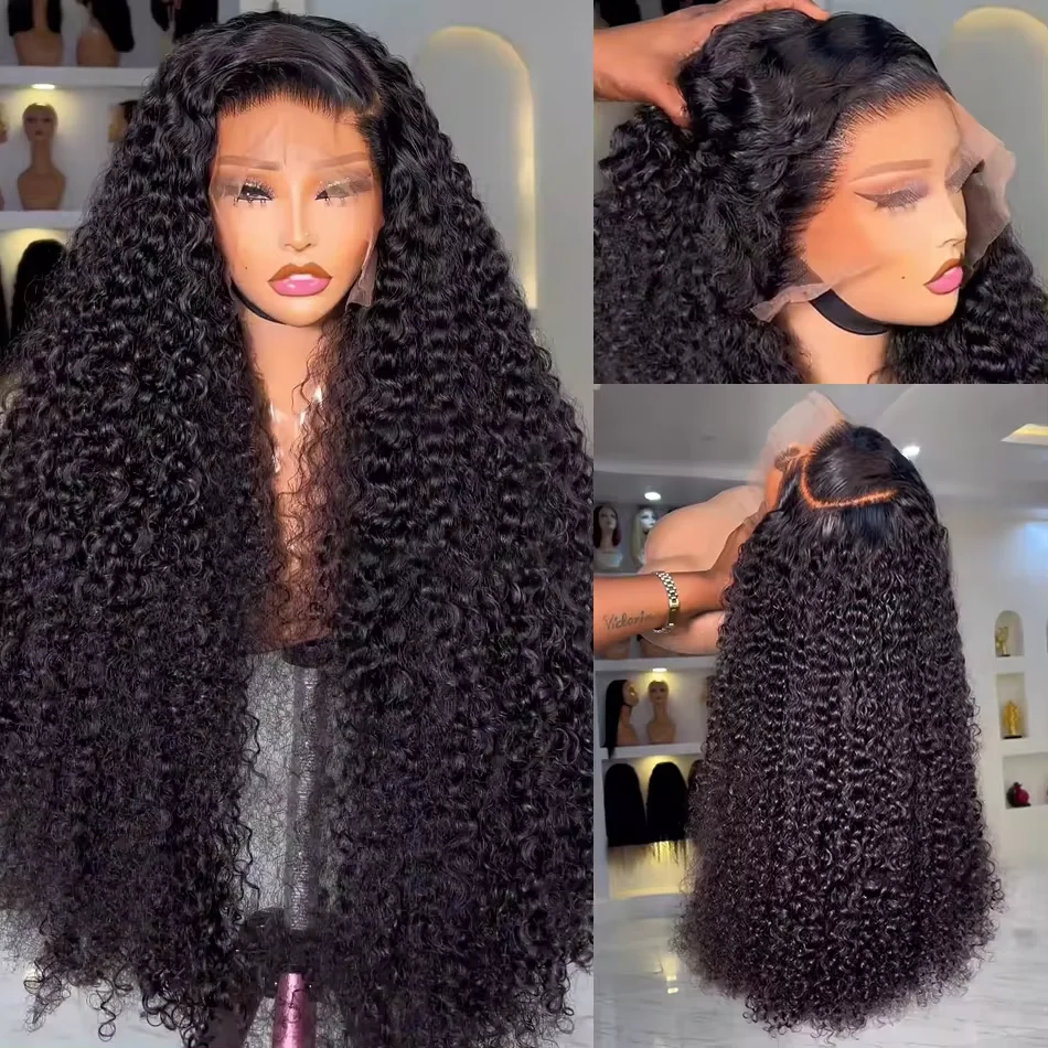 Perruque Lace Front Wig Naturelle Bouclée, Cheveux Humains, Deep Wave, 13x4, 13x6, HD, Densité 250%, pour Femme Africaine