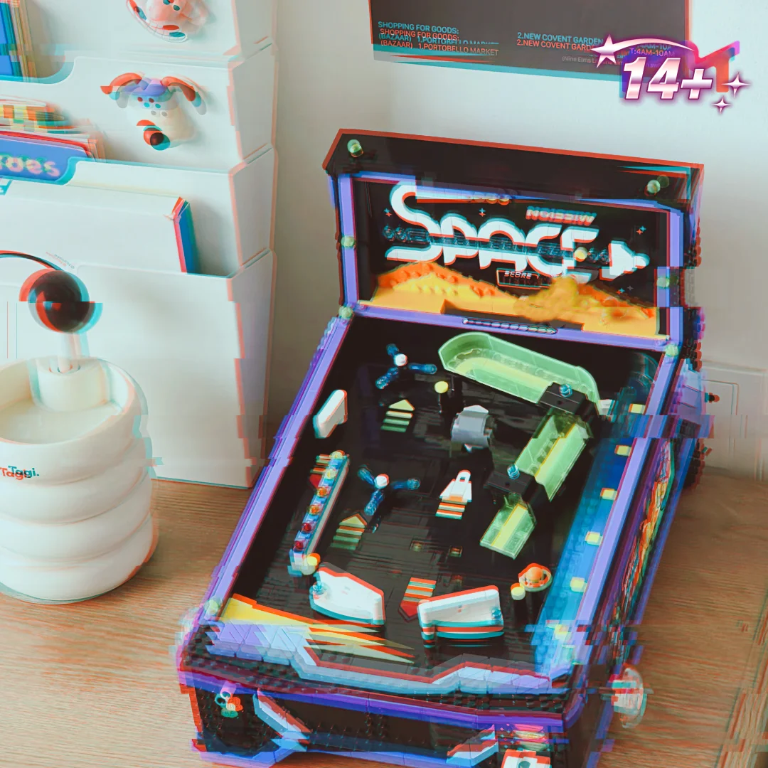 New 2274pcs Street Game Pinball Machine Tabletop Game Retro Gaming Console Arcade Building Blocks Model Toys For Ornament Gifts