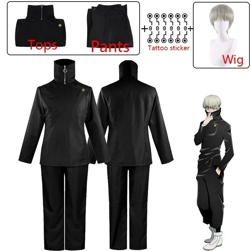 Anime Jujutsu Kaisen Toge Inumaki Costume Wig Top+Pants Halloween Christmas Party School Uniform Outfits Men Women