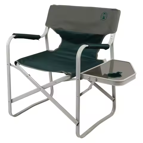 Folding Elite Deck Chair with Cup Holder Padded Arms Weather Resistant Fabric Strong Steel Frame Outdoor Seating Relaxation