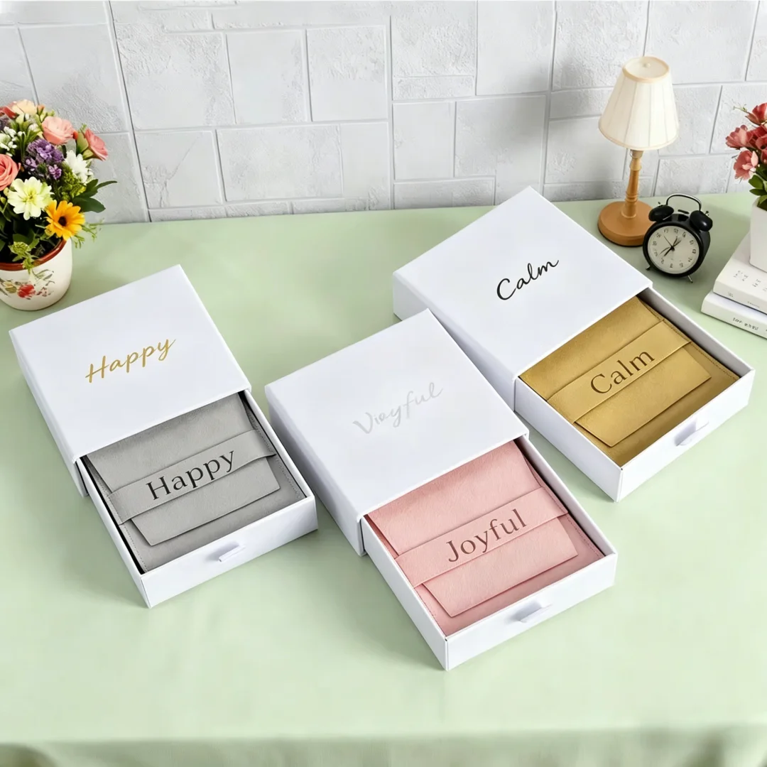 

7*7*2.5cm Paper Custom Jewelry Gift Box with Bag Pouch Personalized Logo Chic Jewellery Earrings Packaging Bulk Drawer Cardboard
