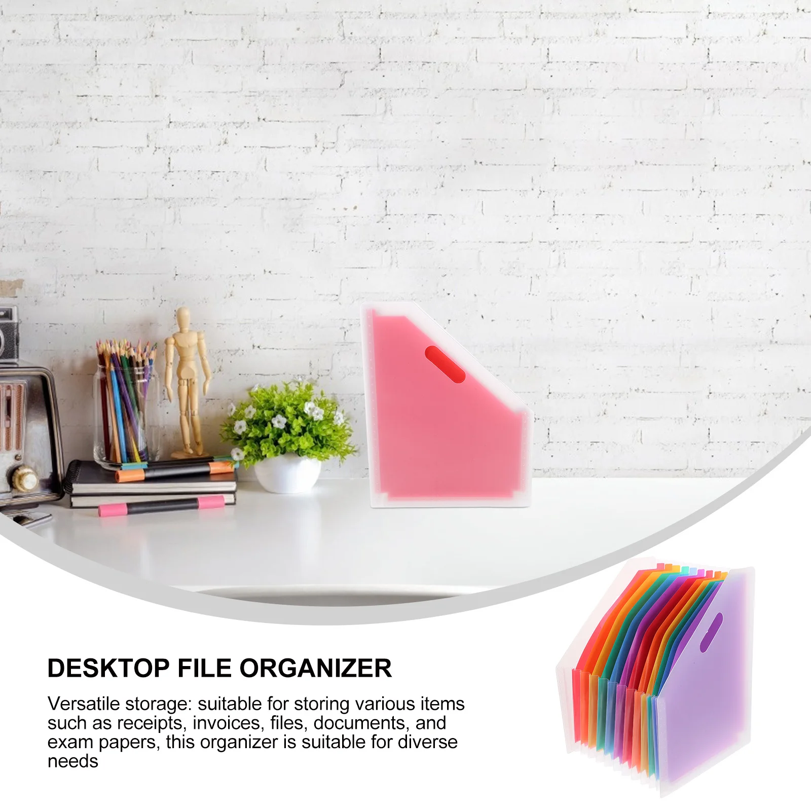 Pasta de arquivo acordeão vertical, organizador expansível de grande capacidade para documentos, armazenamento de recibos, classificador de arquivos multicamadas