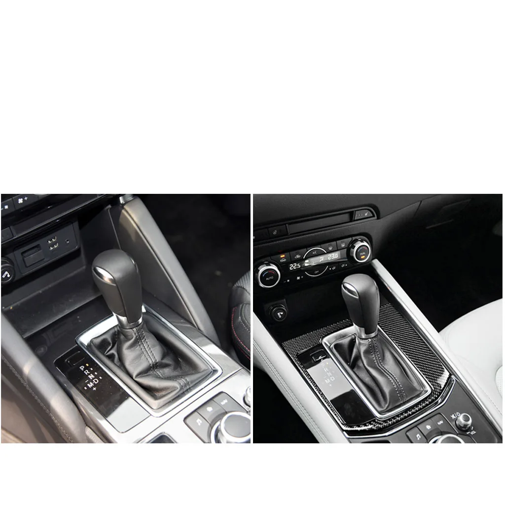 Car Interior Carbon Fiber Black Stickers For Mazda CX-5 CX5 2017 2018 Center Control Gear Shift Panel Decorative Accessories