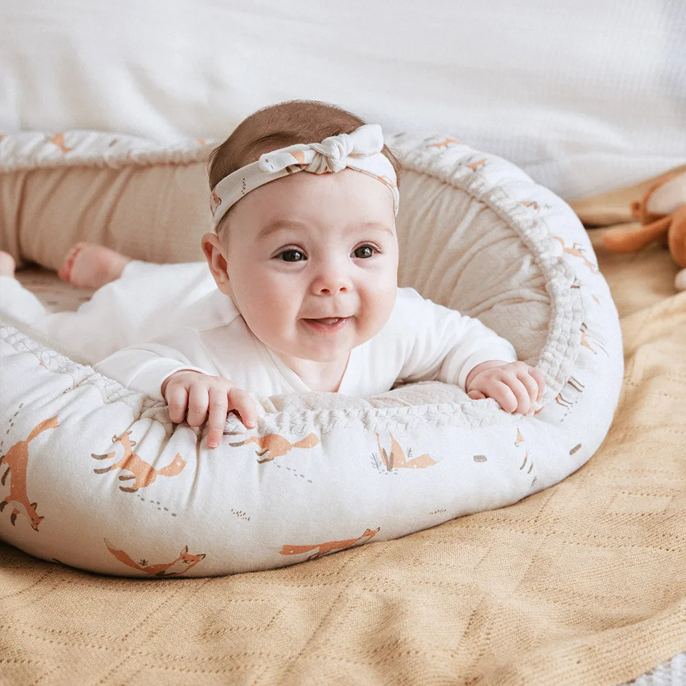 Nesten Voor Baby Pasgeboren Lounger 65*100Cm Draagbare Wieg Voor Baby 0-36 Maanden Jongens Meisjes Wieg winter Warm Bumper In Crib