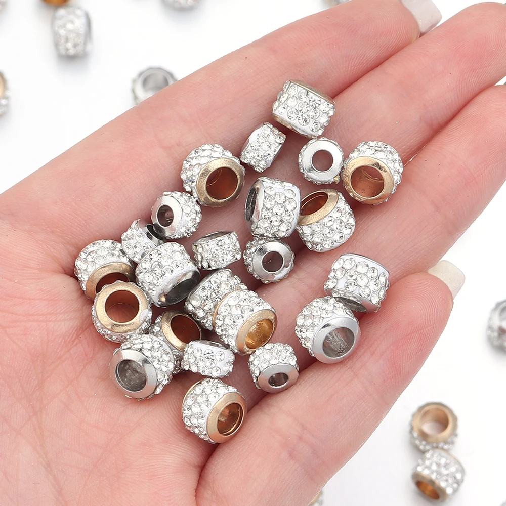 20pcs/lot Rhinestone Crystal Shambhala Beads Alloy Big Hole Round Loose Spacer Beads For DIY Jewelry Making Bracelet Necklace