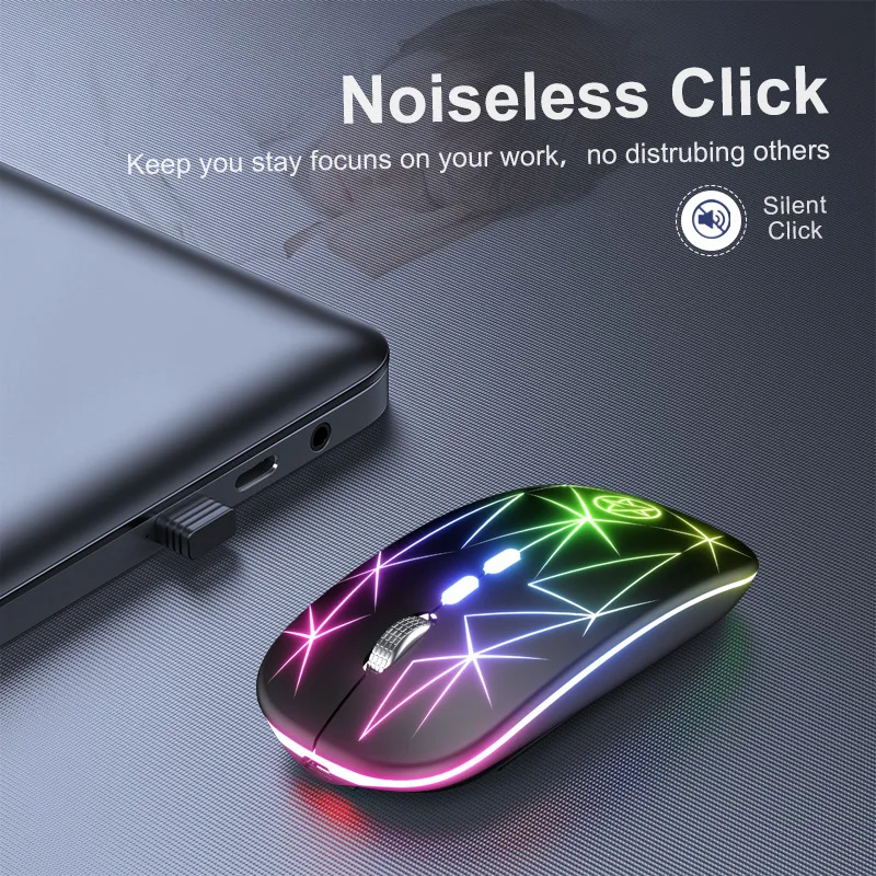 Rechargeable RGB Wireless Mouse USB 2.4Ghz Computer Mause Gamer Mouse LED Backlit Ergonomic Gaming Mice Silent For PC Laptop