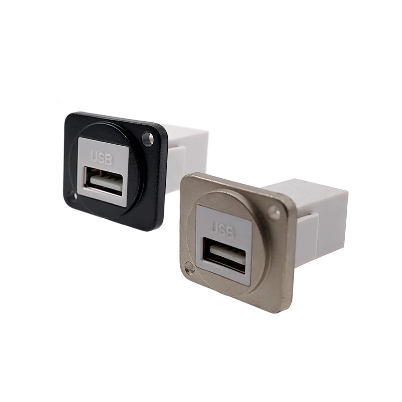 1Pc USB socket light D type Metal female to female USB 3.0 USB 2.0 connector panel mounting LED HDMI