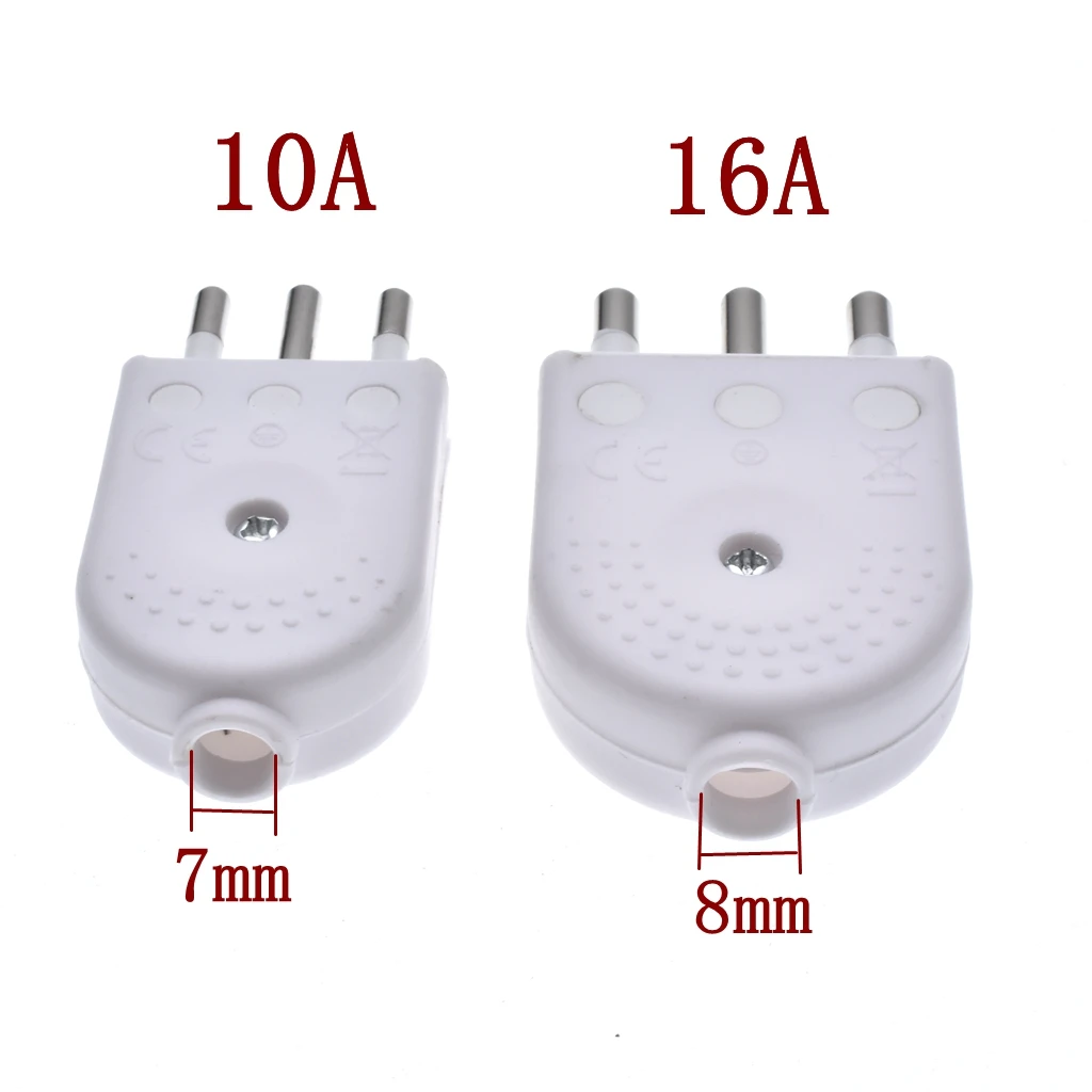 Italian Rewireable Plug 10A 16A Straight Elbow 90 Degree For Italy Power Supply Round 3 PINS Type-L Wiring Plug White Black