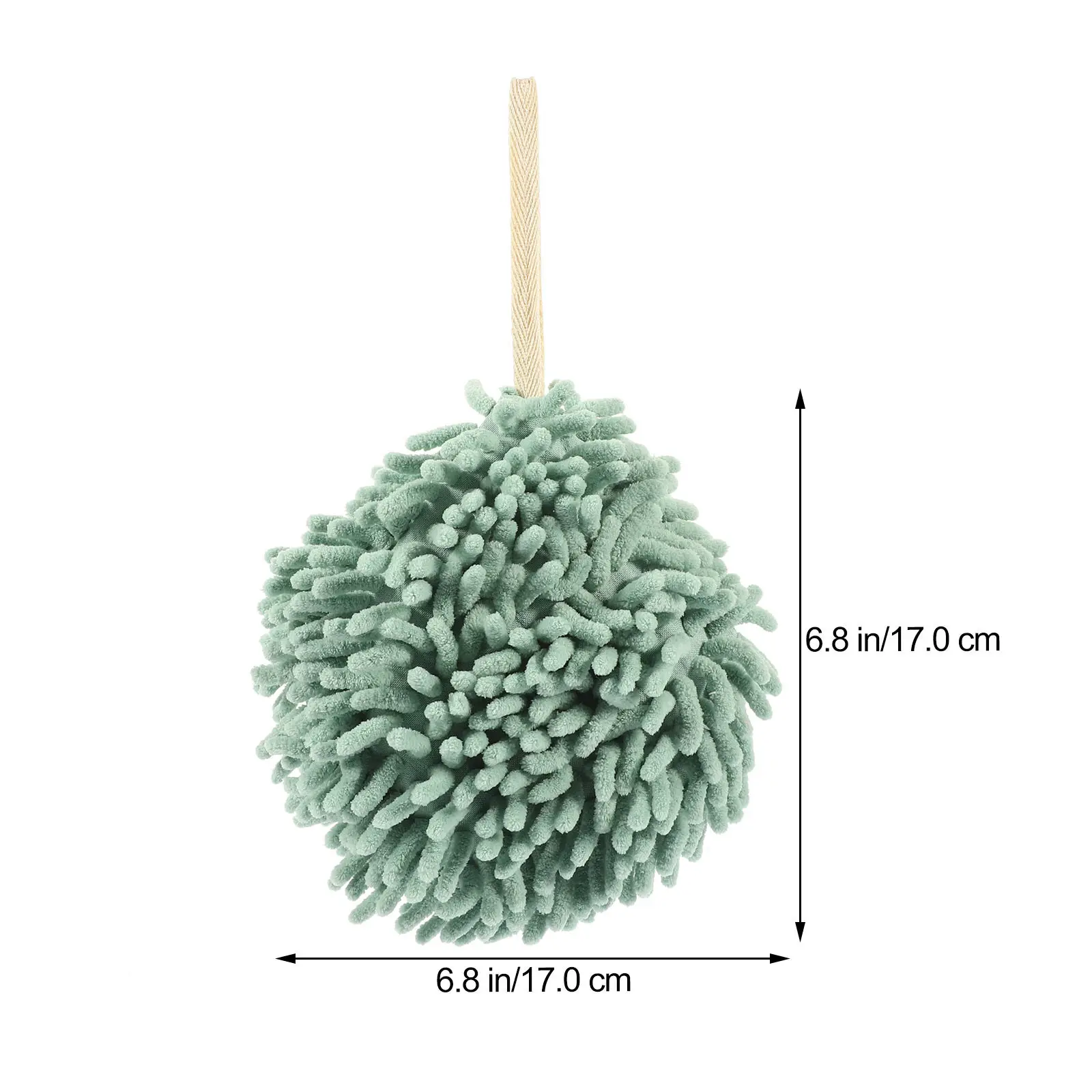 2Pcs Thick Chenille Hand Towels Hanging Soft Absorbent Ball Shape Bathroom Kitchen Drying Towels Easy Grip Loop for Home Use