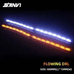 2pcs Flexible Car Dynamic LED Daytime Running Light Strip White Turn Signal Yellow Strips Flowing Light for Car 12V Headlights
