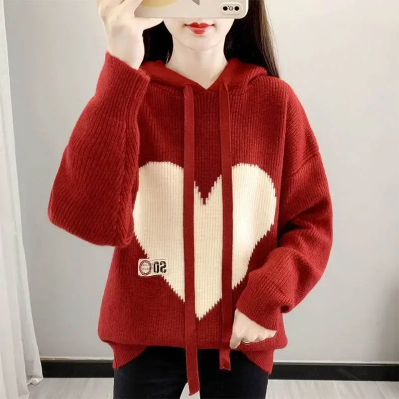 

Осень/зима 2022, новый стиль, ленивый женский свитшот, свободный крой, толстый топ, новогодний наряд, свитер, пуловеры