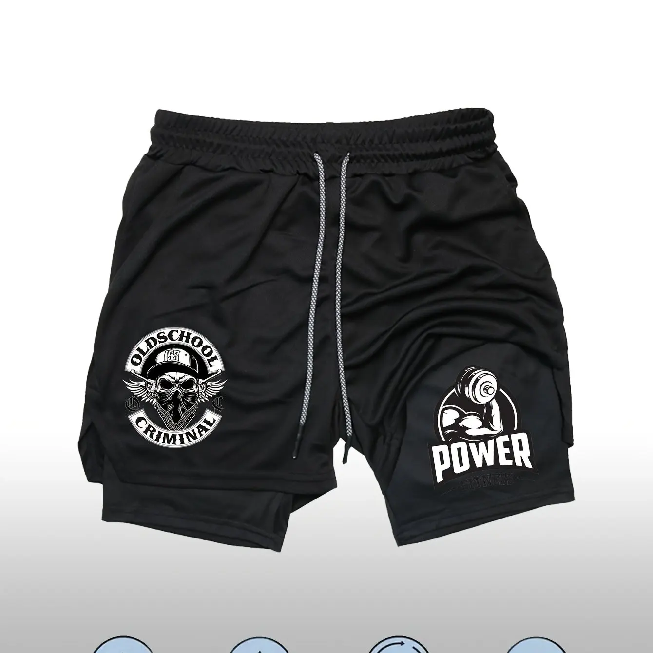 

Летние дышащие двухслойные шорты 2-в-1, мужские эластичные компрессионные шорты, быстросохнущие многофункциональные шорты M-3XL