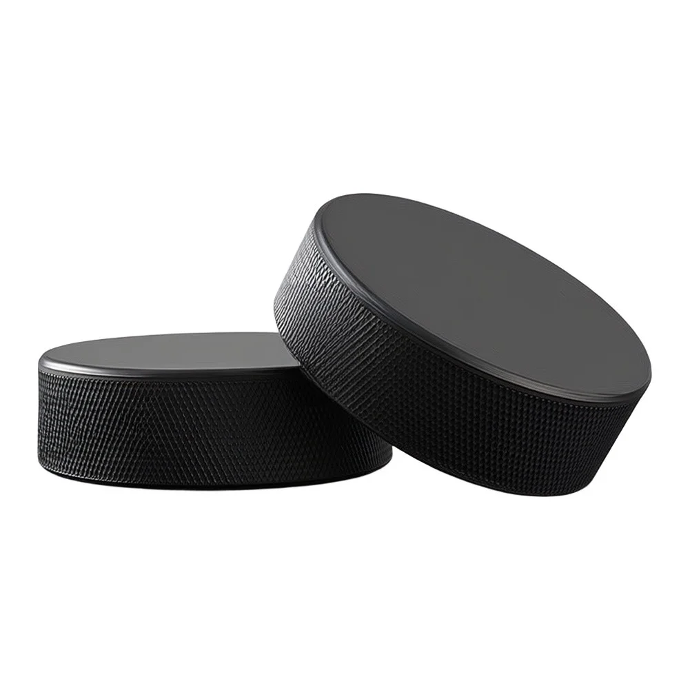 Set of 2 Rubber Ice Hockey Pucks for Indoor Practice Solid Rubber Material with for glide and Long Life Set of