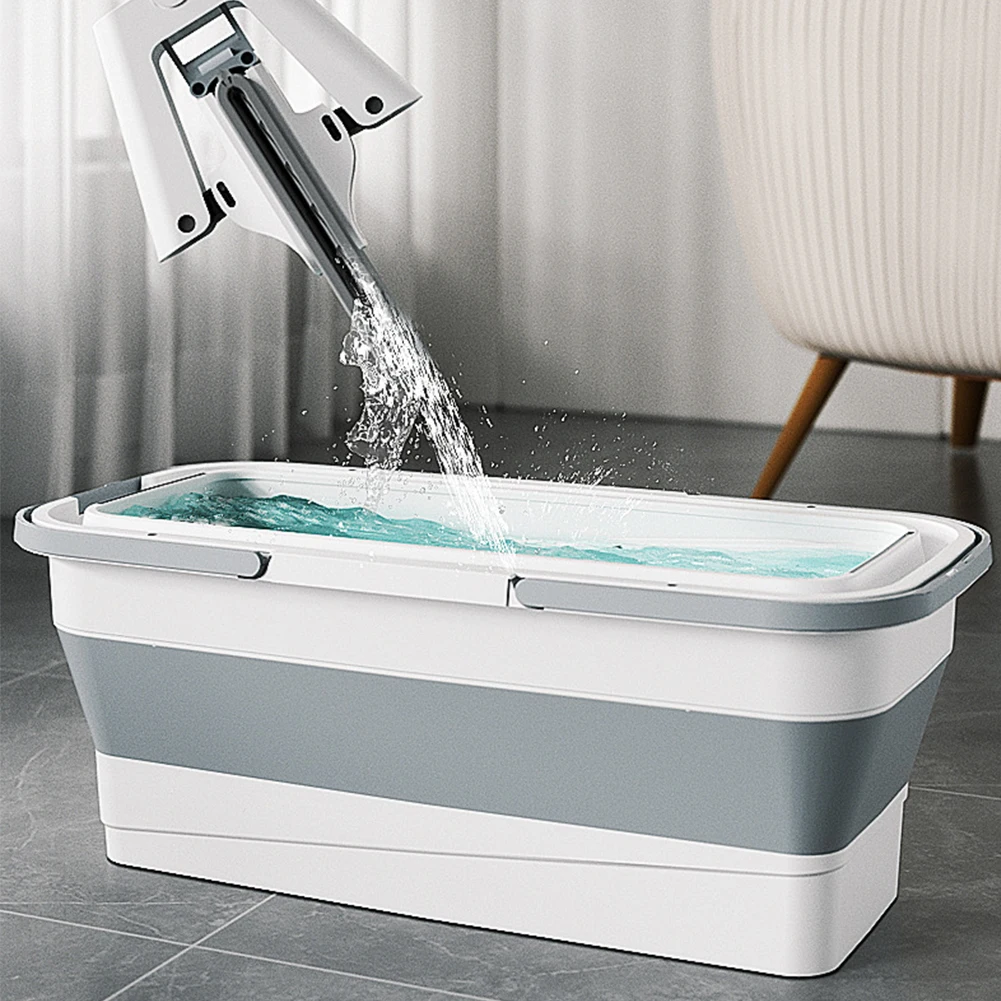 Foldable Mop Bucket Laundry Barrel Rectangular Large Washing Basin Space-Saving Reusable Household Cleaning Bathroom Accessory