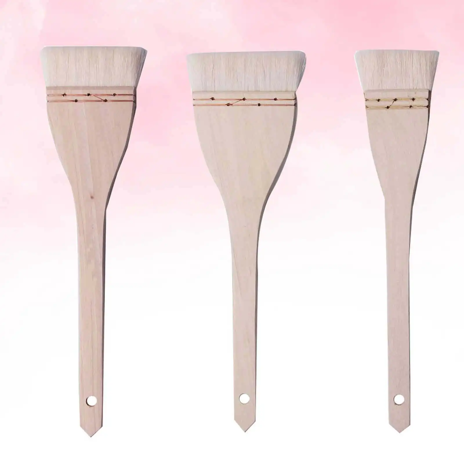 3Pcs Sturdy Wool Hair Artist Brushes with Copper Wire Design for Oil Acrylic Painting Wall Hand Drawing Brush Glue Dust Cleaning