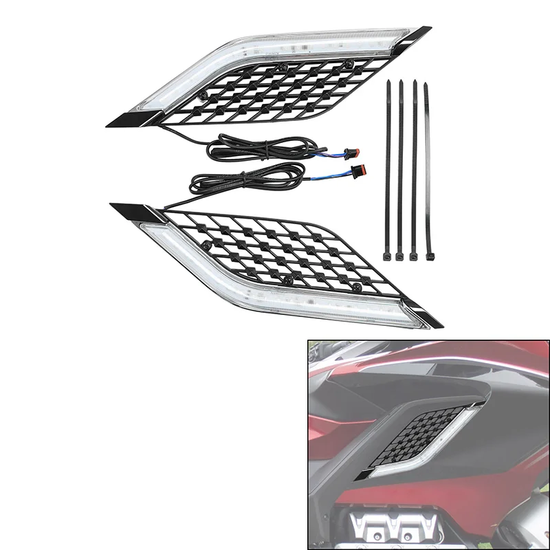 

Motorcycle LED Radiator Grill Panels Decorative Light For Honda Gold Wing Tour DCT GL1800 2018 2019 2020 2021 2022 2023