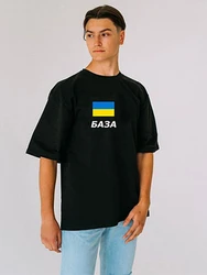 Letter Print БАЗА Women's T-Shirt Slogan Shirt Summer Cotton Tee Graphic For Unisex Fashion Drop Sleeve Top
