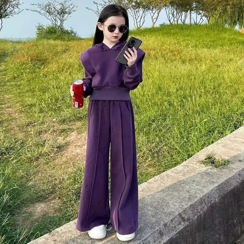 

Hoodies Set Top & Pants 2-Piece Elementary Student Girl Clothes Children's Clothing Setup 10 12 Years Sets Girls' Autumn Winter