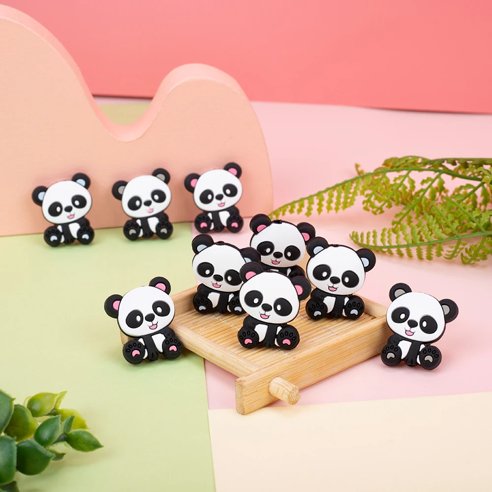 

5 шт., силиконовые бусины с изображением панды для изготовления ювелирных изделий, браслет «сделай сам», ожерелье, серьги, аксессуары для ручек