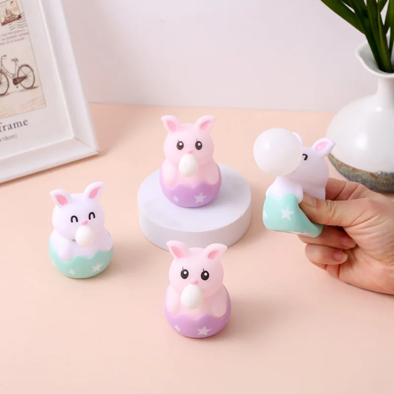 

1PCS Novelty decompression artifact spit bubble chicken rabbit vent ball squeeze squeeze funny stress reliever vent toy Random