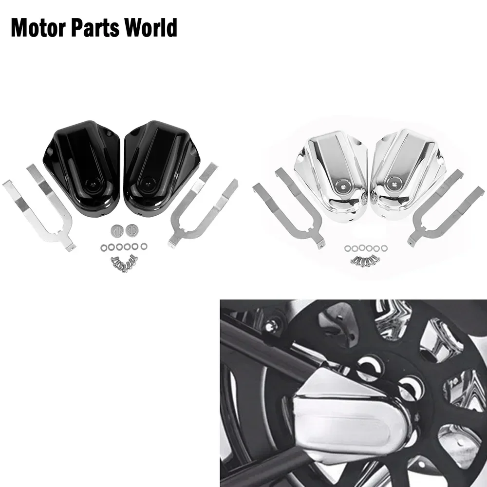 Motorcycle Bar Shield Rear Axle Covers Swingarm Cap Case Black/Chrome For Harley Softail Night Train FLSTC FLSTN FXSTB 2008-2017