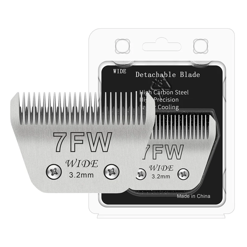 

7FW Detachable Animal Stainless Steel Wide Blade For Andis, Oster A5, Wahl KM Clipper，Cutting length 1/8" 3.2mm