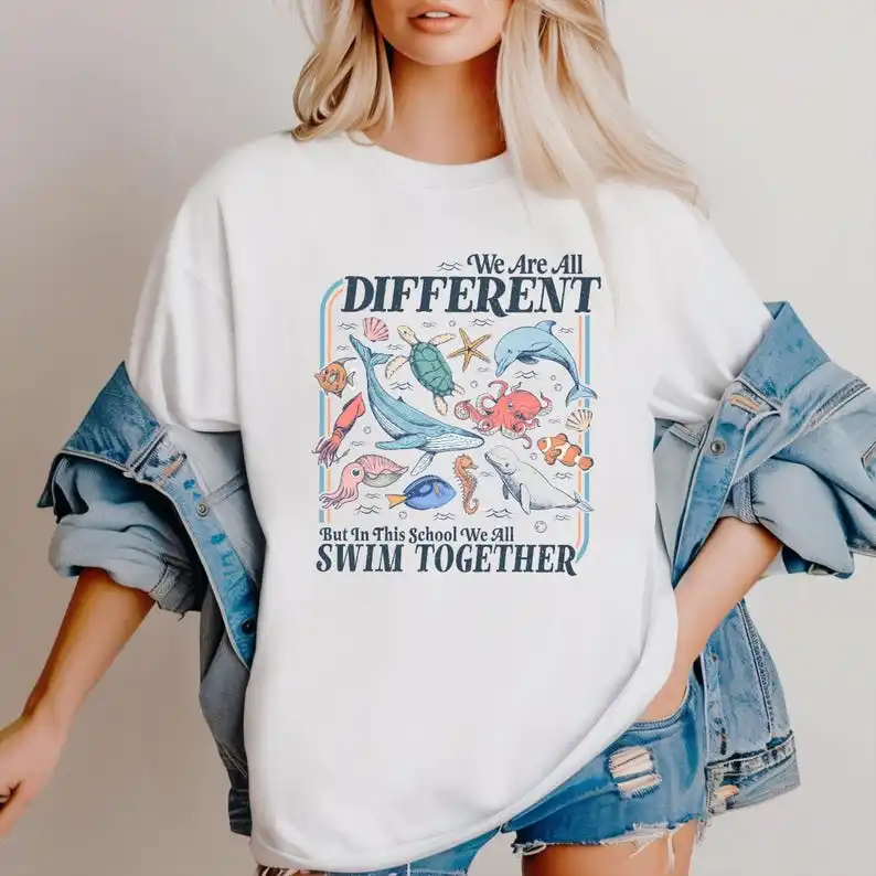 Teacher Shirt: Inclusive Ocean Animals Back To School Tee