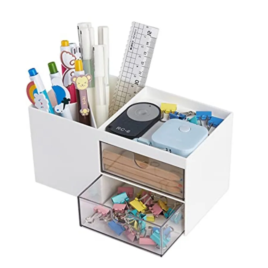 

Office Desk Organizer with drawer Office Supplies and Desk Accessories Business Card/Pen/Pencil/Mobile Phone/Stationery Holder