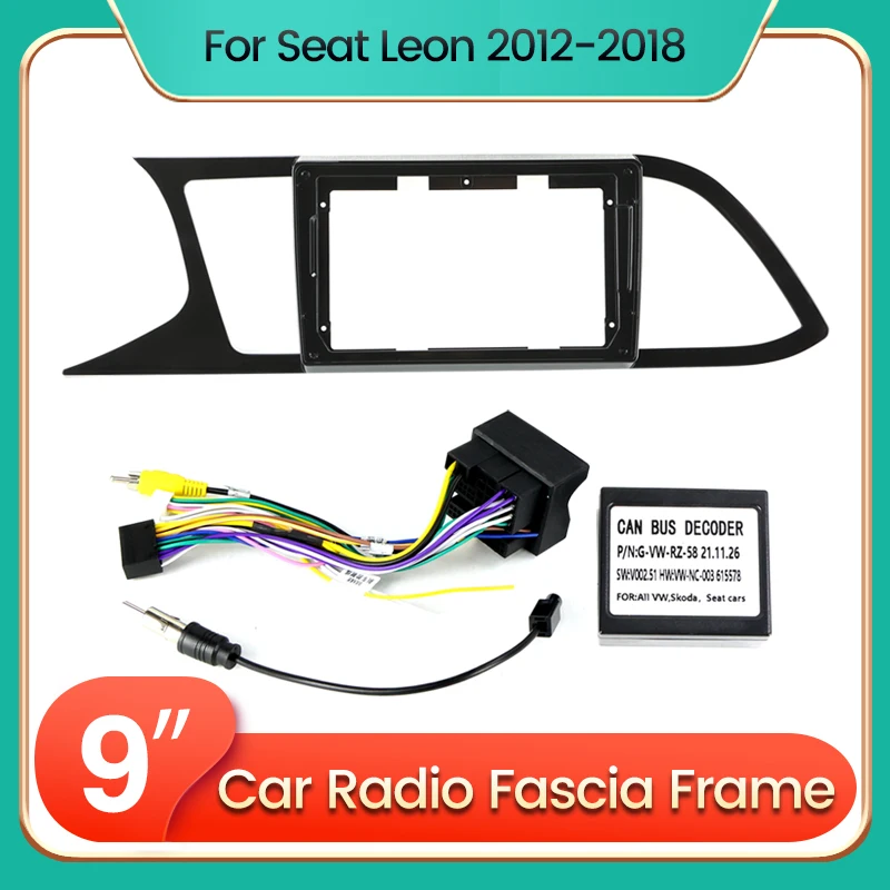 

MEKEDE 9" Car Radio Fascias For Seat Leon 2012-2018 Silver Black Dashboard Frame Installation DVD GPS Navigation Bezel Trim Kit