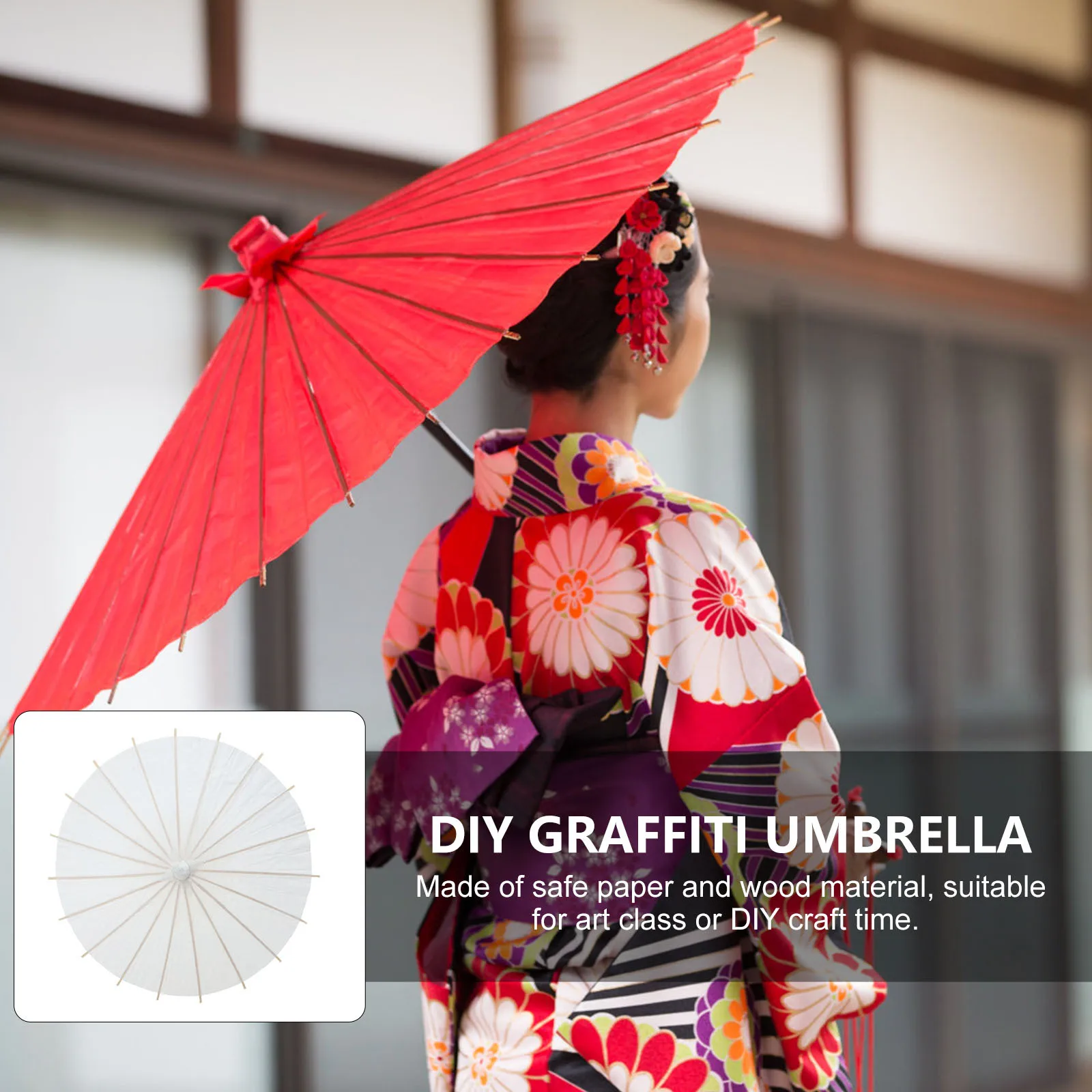 

2Pcs Blank Oil-Paper Umbrella DIY Painting Unfinished Paintable Kids Graffiti Craft Tool for Art Class and Wedding Decoration