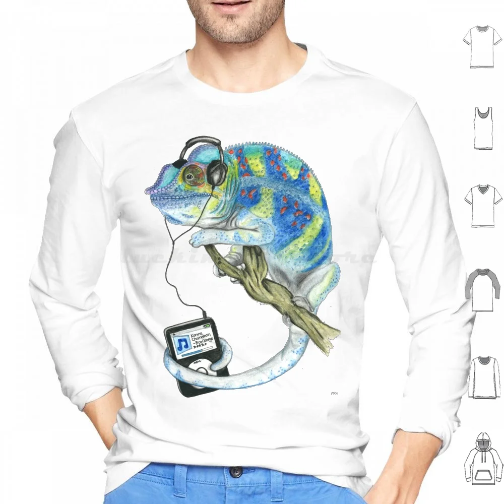 Karma Chameleon Hoodies Long Sleeve Chameleon Animal Listening To Music Animals Cool Animals