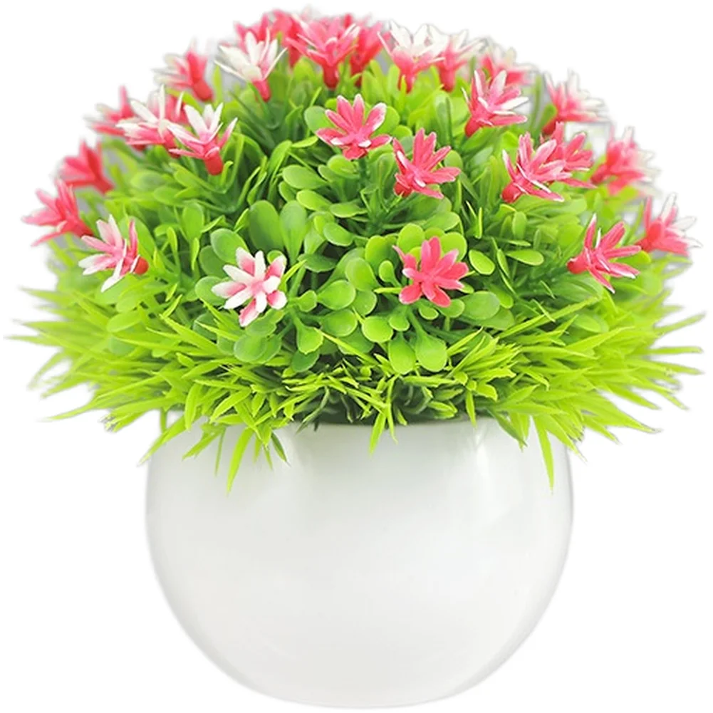 Künstliche Schleierkraut-Blume im Plastiktopf Nordisches Themen-Dekor für Wohnzimmer Schlafzimmer Schreibtisch 13cm Realistisches Aussehen