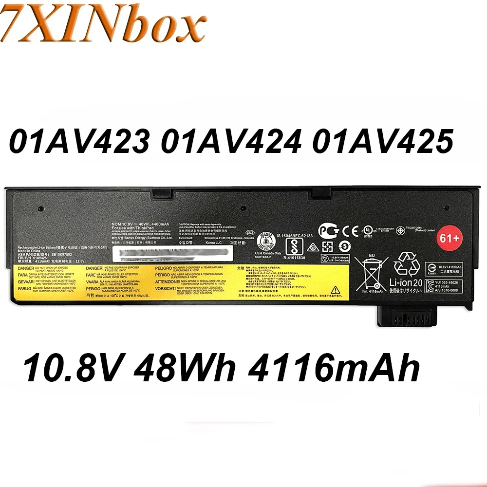 7XINbox 01AV425 01AV423 01AV424 10.8V/48Wh Laptop Battery For Lenovo Thinkpad T470 T570 T480 T580 P51S P52S Series 61+