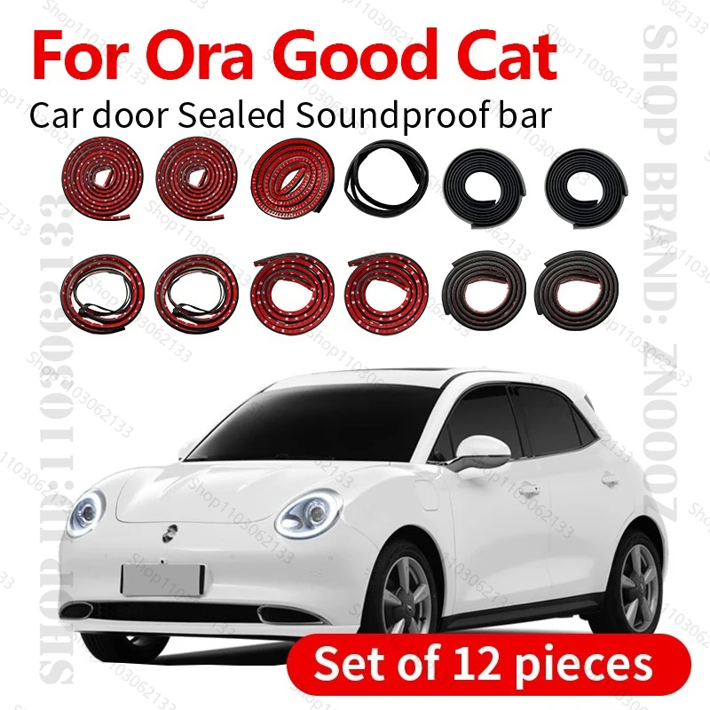 

For 2022-2025 Ora Good Cat Car Door Seal Strip Rubber Double Layer Sealing Protector Soundproof Dustproof Seal Strip 12PCS Set