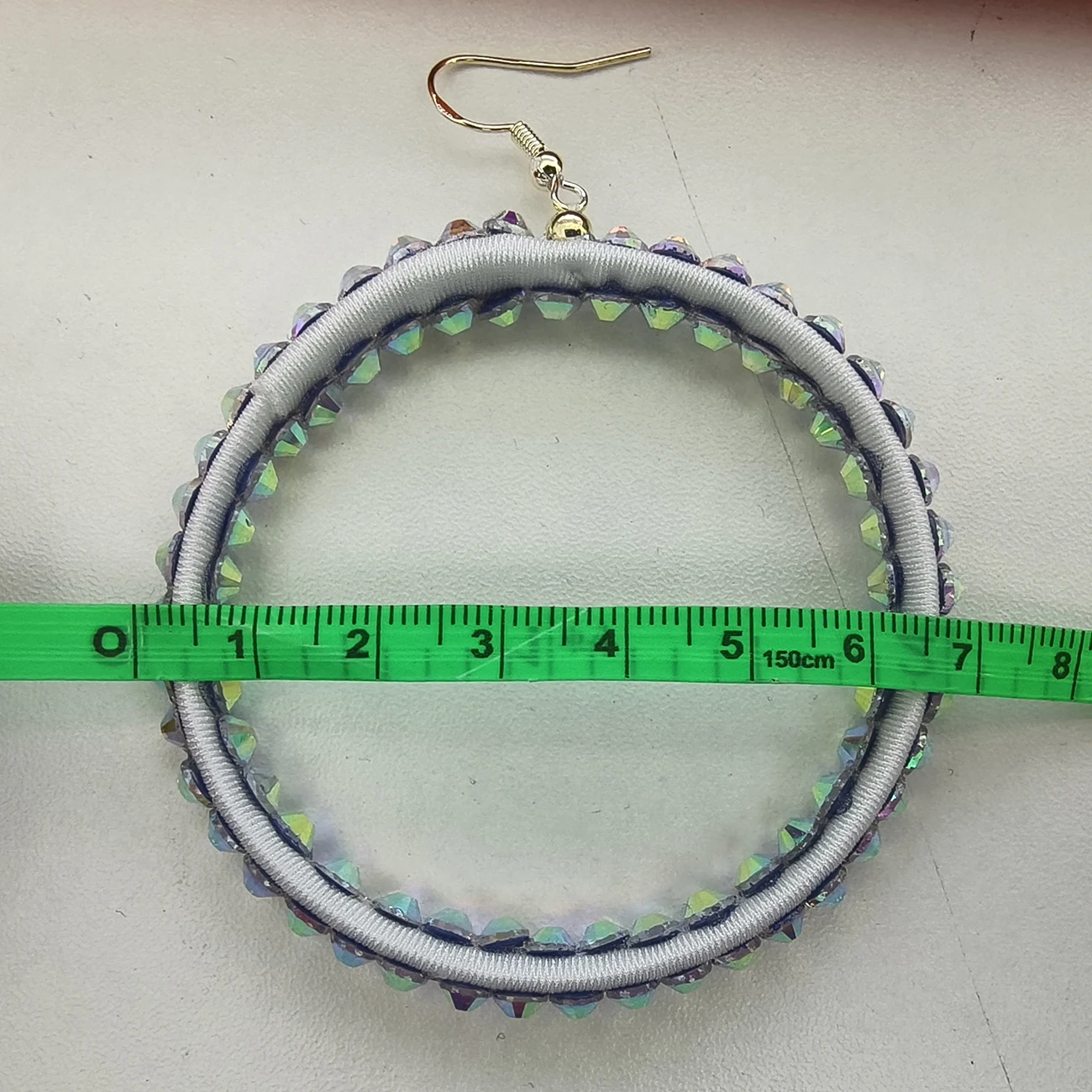 Latin Dance Modern National Standard Dance Performance Dedicated Multi-color Heavy Double Diamond Large Hoop Earrings image 6